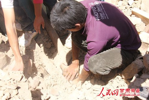 小黃狗露出了鼻子。王生元/攝