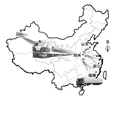 　未來將有更多沿海城市的貨物集中到鄭州，然后搭乘鄭歐班列出口歐洲。扈森 制圖