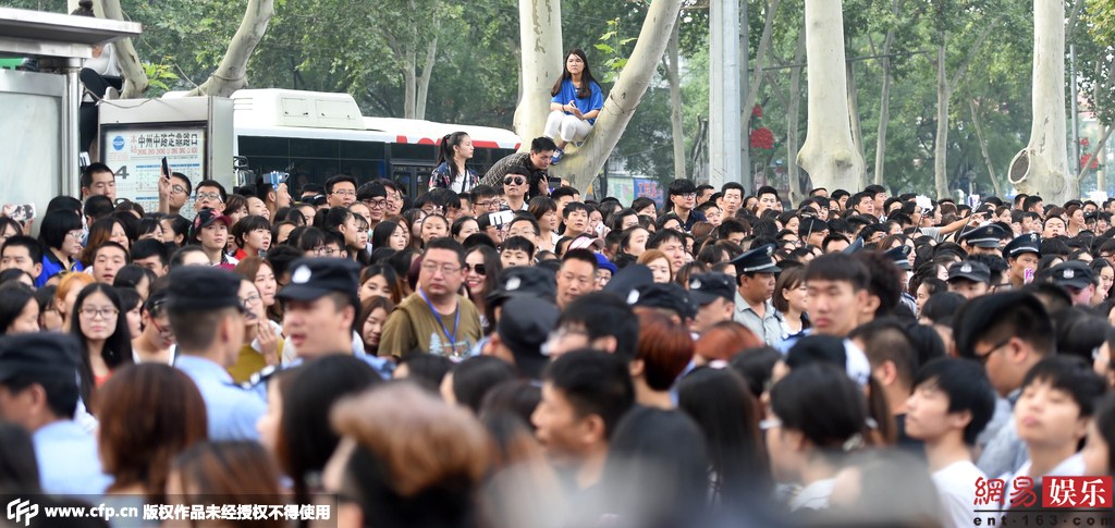 "跑男3"洛陽(yáng)錄制 市民上樹(shù)圍觀