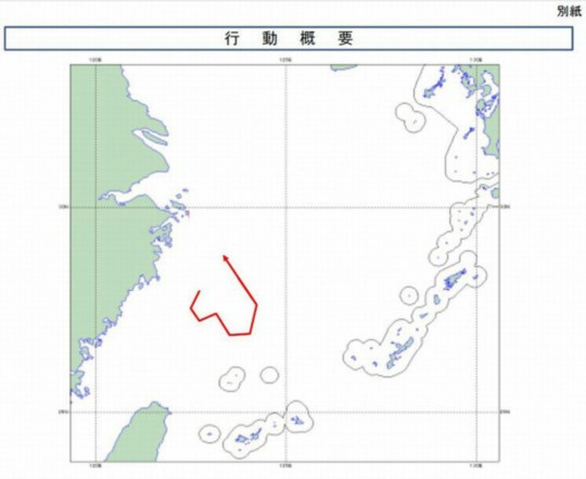 資料圖：日方公布的中國海監(jiān)運-12飛機12月22日飛行路線。