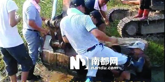 幾名戴黑帽的男子將一名老人推入水塘，后反復(fù)腳踹。