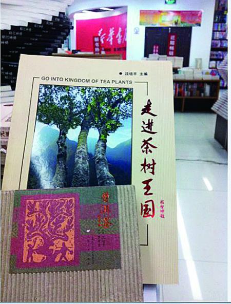今天上午，記者在普洱市振興大道上的新華書店內發(fā)現(xiàn)，沈培平主編的《走進茶樹王國》、《普洱茶連環(huán)畫》兩種書還在售