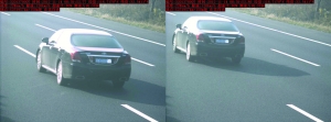 由于車速過快，高清探頭抓拍下的畫面，有一點(diǎn)點(diǎn)模糊 監(jiān)控截圖