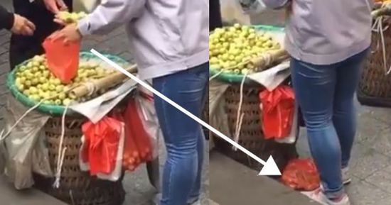 網(wǎng)上流傳的短片顯示，賣棗子棗子的小販以偷龍轉(zhuǎn)鳳的手段把棗子換掉。