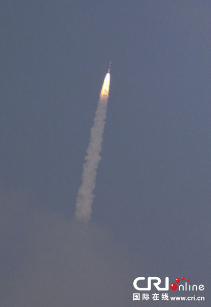 11月5日，在印度斯里赫里戈達島，極地衛(wèi)星運載火箭（PSLV-C25）攜帶印度首枚火星探測器“曼加里