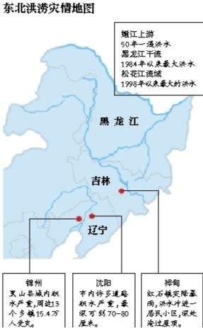 受持續(xù)降雨的影響，嫩江、松花江、黑龍江等3條大江同時出現(xiàn)超警戒水位的流域性大洪水
