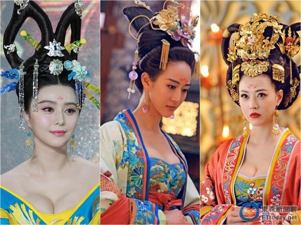 范冰冰、張鈞甯、周海媚，在《武媚娘》中爆乳演出