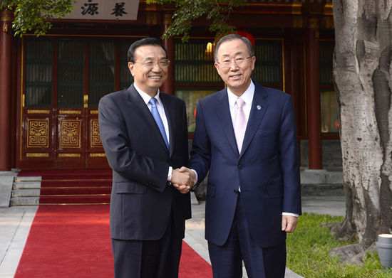 國務(wù)院李克強(qiáng)會(huì)見聯(lián)合國秘書長(zhǎng)潘基文