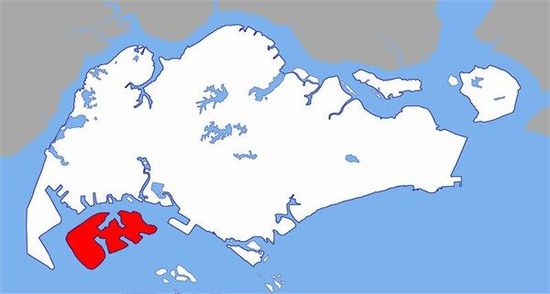 紅色為PX工廠所在裕廊島，與新加坡主城區(qū)距離5公里