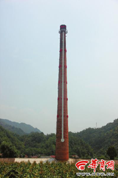 昨日中午，68米高的“溫度計”最上端，顯示著實時溫度