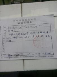 圓圓的病情證明單。